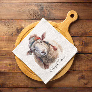 Christmas Sheep, customisable Napkin
