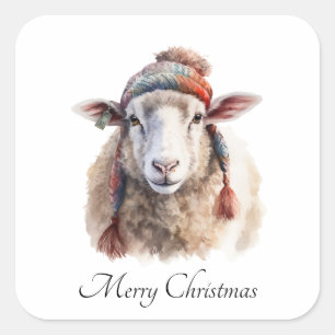 Christmas Sheep, customisable Square Sticker