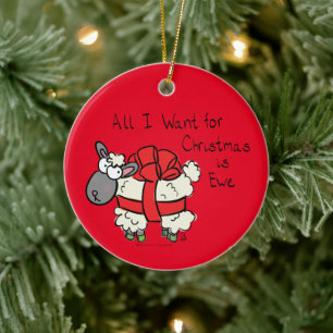 Christmas Sheep Kids Cartoon Ceramic Ornament