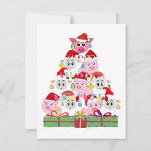 Christmas Sheep & Pig Tree Card