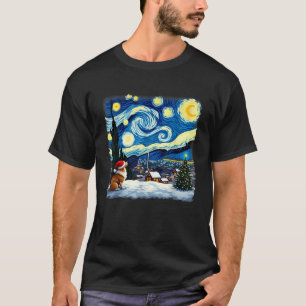 Christmas Sheltie Dog Starry Night  T-Shirt
