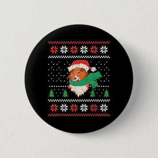 Christmas Sheltie Dog With Santa Hat Cute Xmas 6 Cm Round Badge