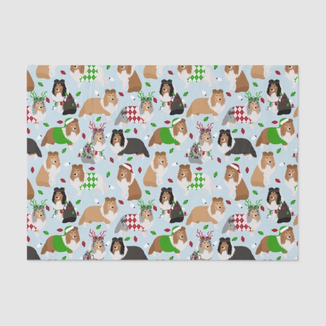 Christmas Sheltie Shetland Sheepdog Tissue Paper (Front)