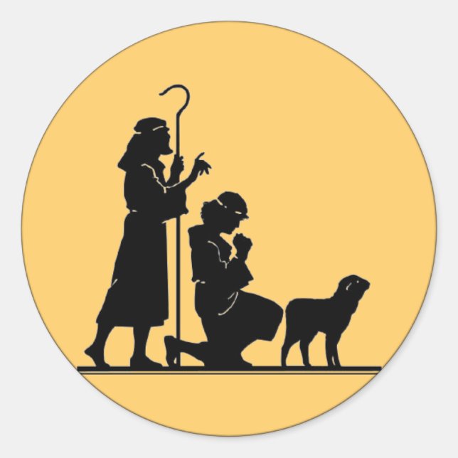 Christmas Shepherds Silhouette Classic Round Sticker (Front)