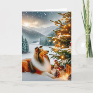 Christmas Shetland Sheepdog Holiday Card