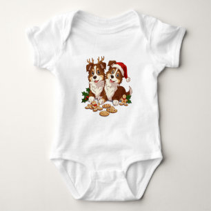 Christmas Shetland Sheepdogs Baby Bodysuit