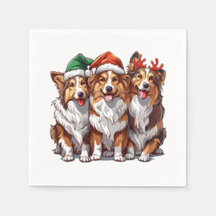 Christmas Shetland Sheepdogs Napkin