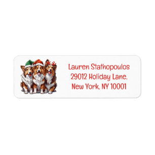 Christmas Shetland Sheepdogs Return Address Label