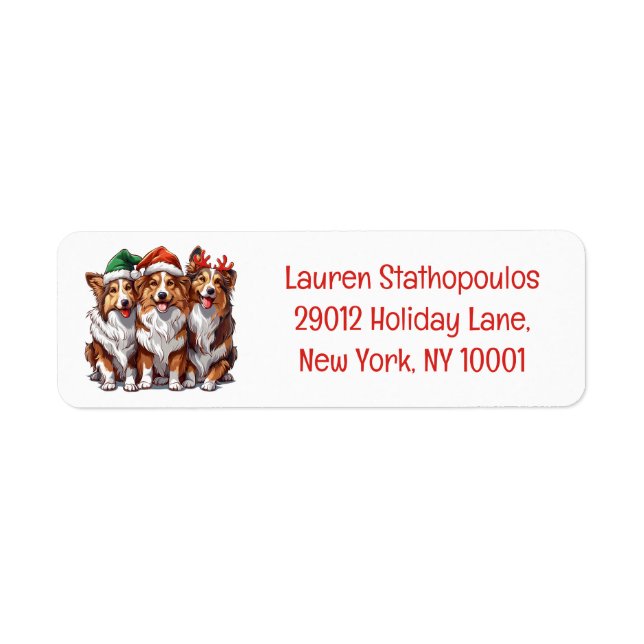 Christmas Shetland Sheepdogs Return Address Label (Front)