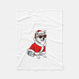 Christmas Shi Inu Funny Santa Dog Cute Holiday Des Fleece Blanket