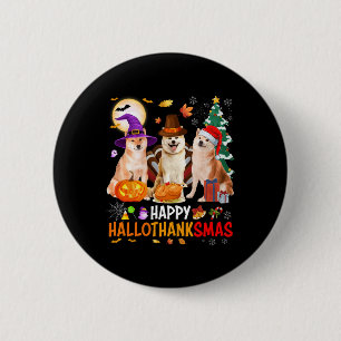 Christmas Shi Inu Santa Halloween Happy Hallothank 6 Cm Round Badge
