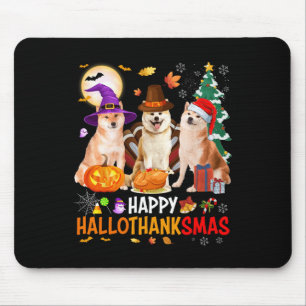 Christmas Shi Inu Santa Halloween Happy Hallothank Mouse Pad