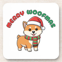 Christmas Shiba Inu Coaster: Merry Woofmas