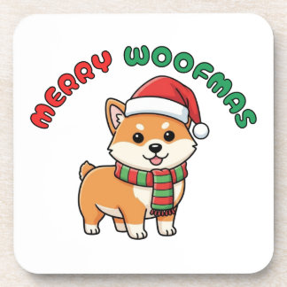 Christmas Shiba Inu Coaster: Merry Woofmas Coaster