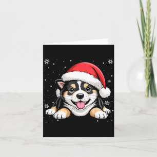 Christmas Shiba Inu Dog Wearing Santa Hat Pet Anim Card