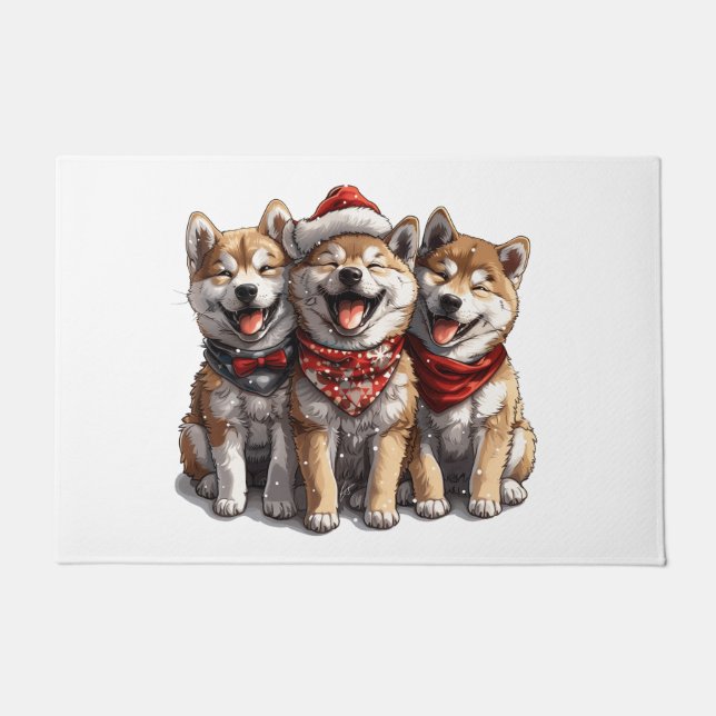 Christmas Shiba Inu Santa Dogs Doormat (Front)