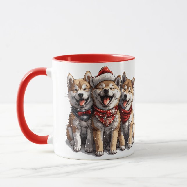 Christmas Shiba Inu Santa Dogs Mug (Left)
