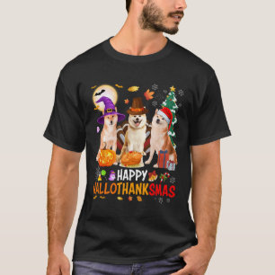 Christmas Shiba Inu Santa Halloween Happy Hallotha T-Shirt