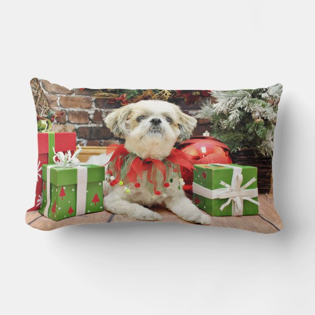 Christmas - Shih Tzu - Bailey Lumbar Cushion (Front)