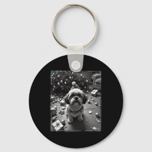 Christmas Shih Tzu Caught On Camera Key Ring