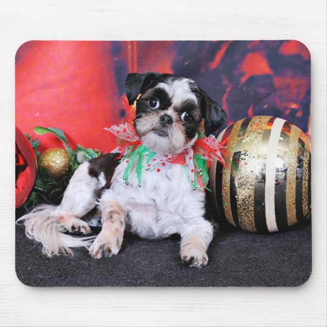 Christmas - Shih Tzu - Chin Ching Mouse Pad (Front)
