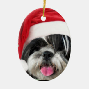 Christmas Shih Tzu Dog Ceramic Ornament