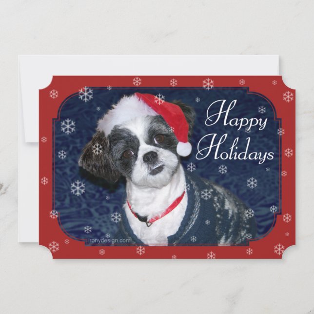 Christmas Shih Tzu Dog Holiday Card (Front)