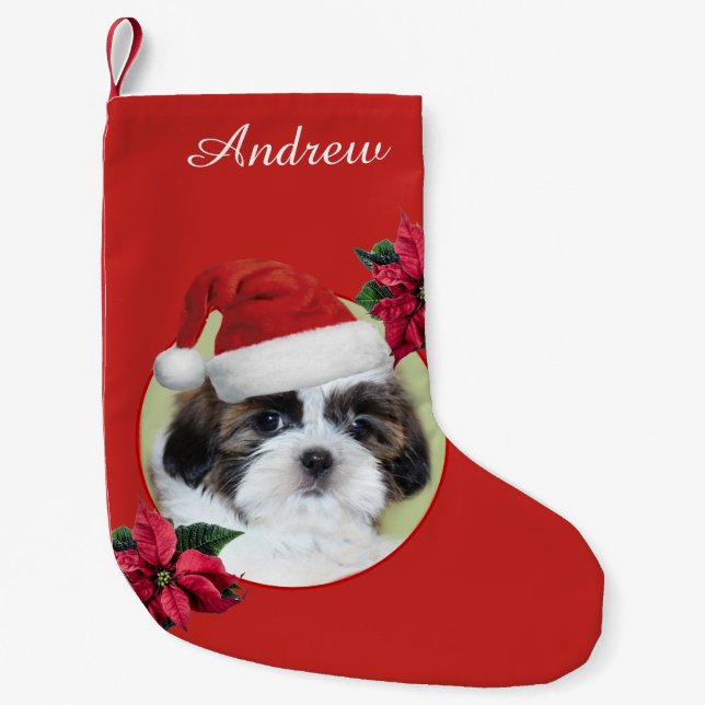 Christmas Shih Tzu dog personalised stocking (Front)