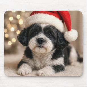 Christmas Shih Tzu Dog With Santa Hat Mouse Pad