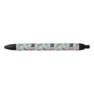 Christmas Shih Tzu Dogs Black Ink Pen