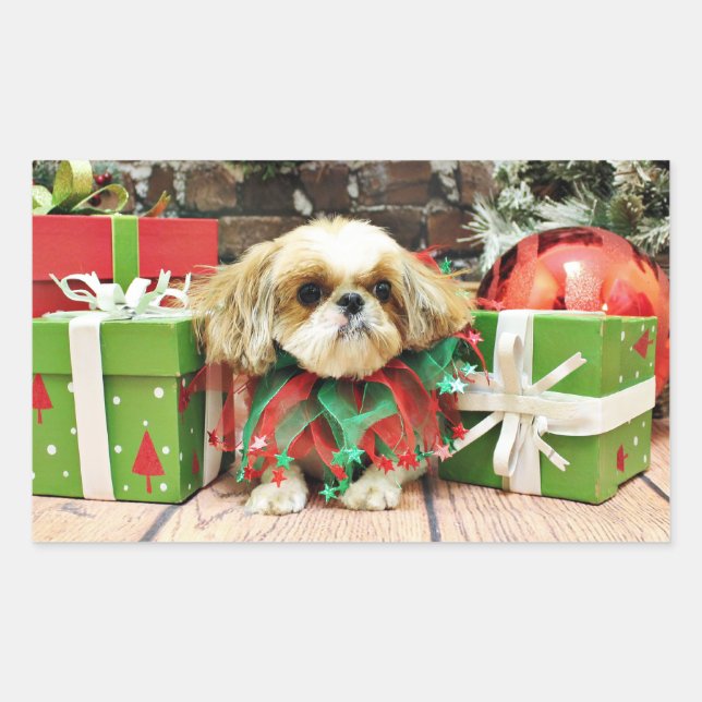Christmas - Shih Tzu - Earl Rectangular Sticker (Front)