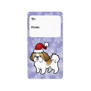 Christmas Shih Tzu Gift Tags (puppy cut)