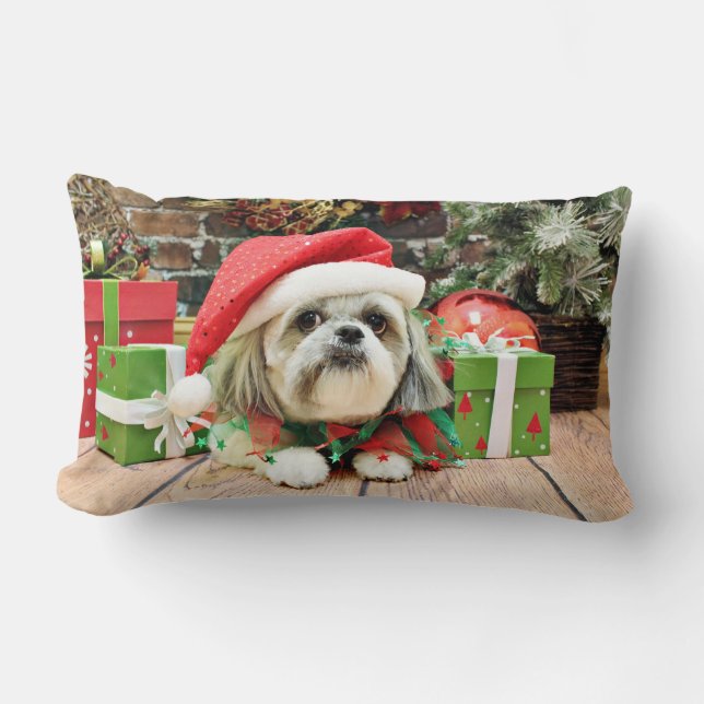Christmas - Shih Tzu - Gizmo Lumbar Cushion (Front)