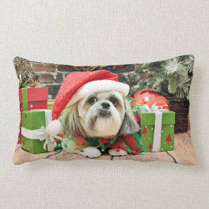 Christmas - Shih Tzu - Gizmo Lumbar Cushion