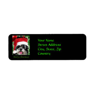 Christmas Shih Tzu  Return Address Labels