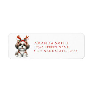 Christmas Shih Tzu Return Address Labels