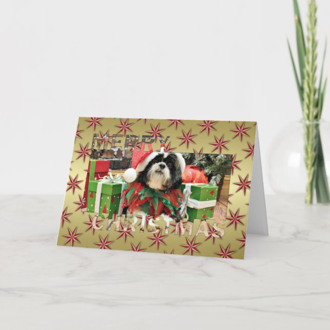 Christmas - Shih Tzu - Riley Holiday Card (Front)