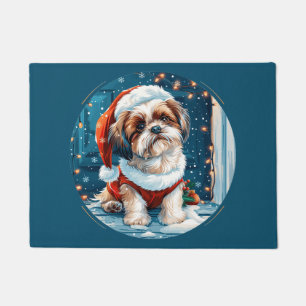 Christmas Shih Tzu Santa Dog Doormat