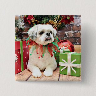 Christmas - Shih Tzu - Teddy 15 Cm Square Badge