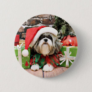 Christmas - Shih Tzu - Vince 6 Cm Round Badge