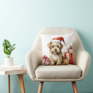 Christmas Shih-Tzu With Holiday Gifts Cushion