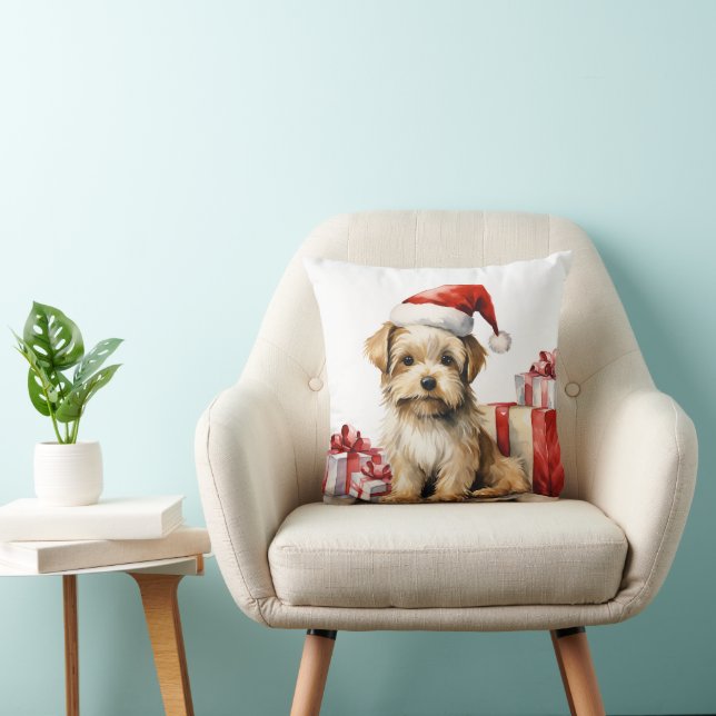 Christmas Shih-Tzu With Holiday Gifts Cushion (Chair)