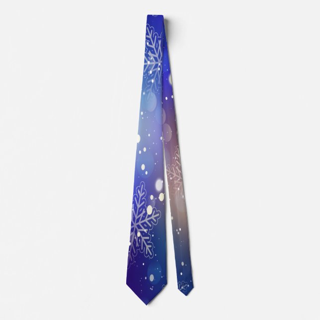Christmas Shiny Snowflake Background Tie (Front)