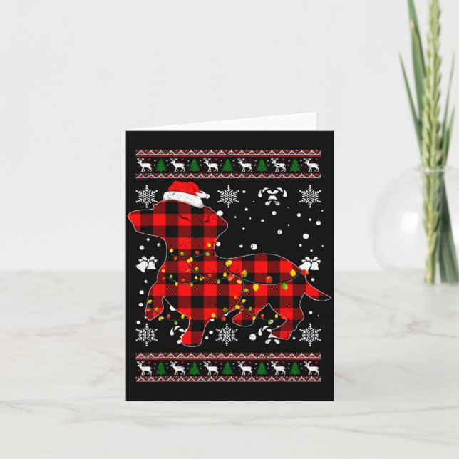 Christmas Shirt For Dachshund Lover Gift Santa Buf Card (Front)