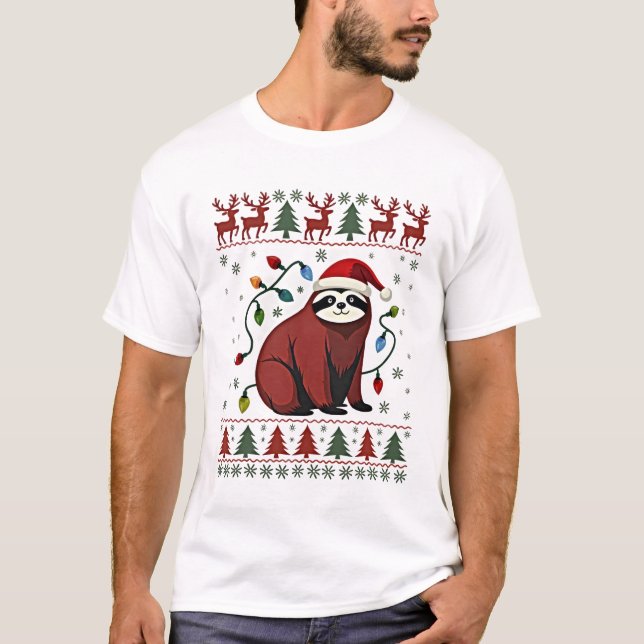 Christmas Shirt for Sloth Lover Gift Santa Buffalo (Front)