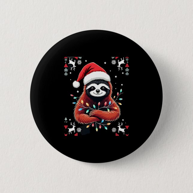 Christmas Shirt for Sloth Lover Gift Santa Buffalo 6 Cm Round Badge (Front)