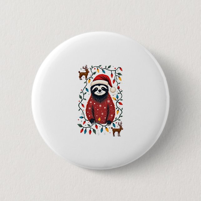 Christmas Shirt for Sloth Lover Gift Santa Buffalo 6 Cm Round Badge (Front)