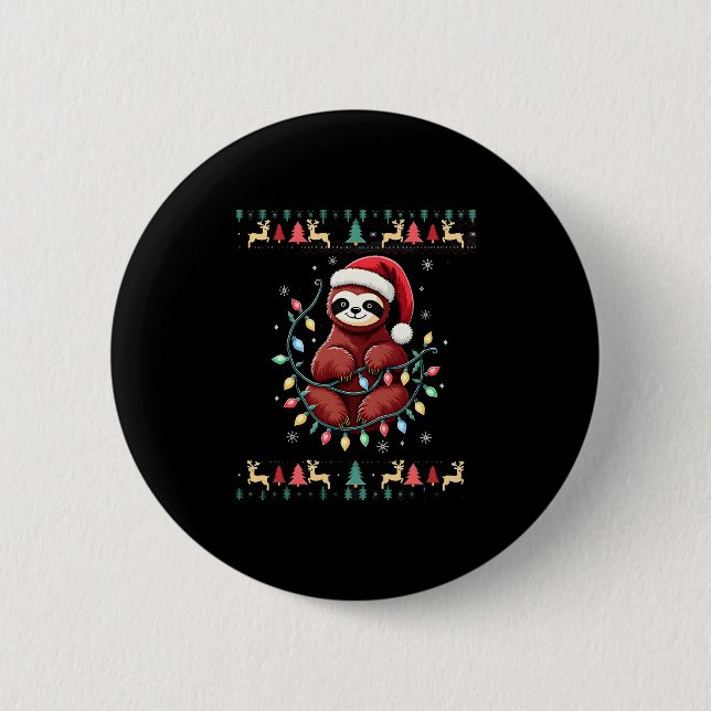 Christmas Shirt for Sloth Lover Gift Santa Buffalo 6 Cm Round Badge (Front)