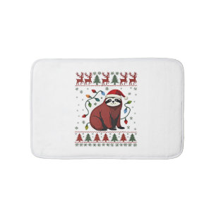 Christmas Shirt for Sloth Lover Gift Santa Buffalo Bath Mat