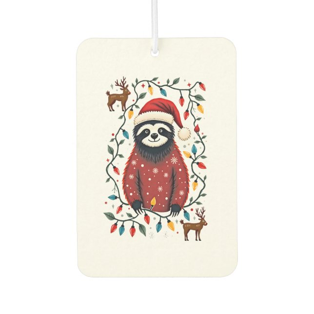 Christmas Shirt for Sloth Lover Gift Santa Buffalo Car Air Freshener (Front)